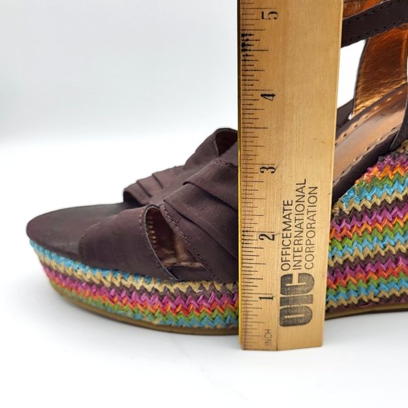 Rampage Bridgette Platform Wedge Multicolored Peep Toe Heels, Size 9.5, GUC - Picture 8 of 11